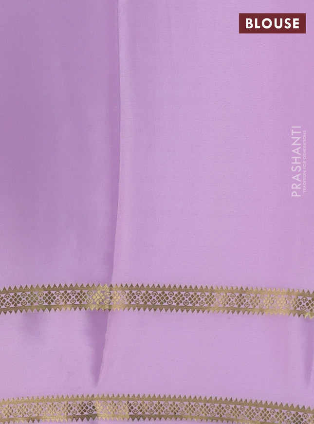 Pure mysore silk saree bottle green and lotus pink with plain body and rettapet zari woven border