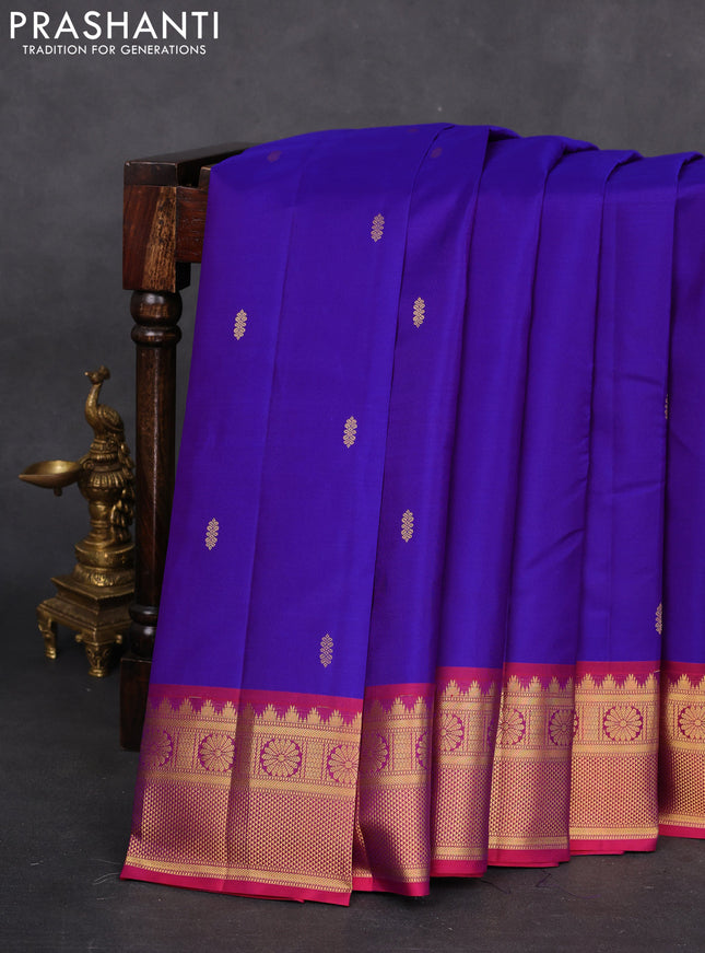 Pure kanchipuram silk saree violet and dual shade of purple with zari woven buttas and zari woven border