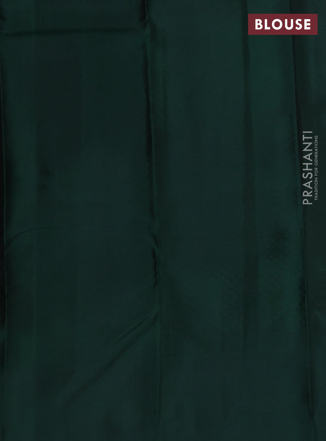 Pure kanchipuram silk saree pink and bottle green with zari woven buttas and zari woven butta border