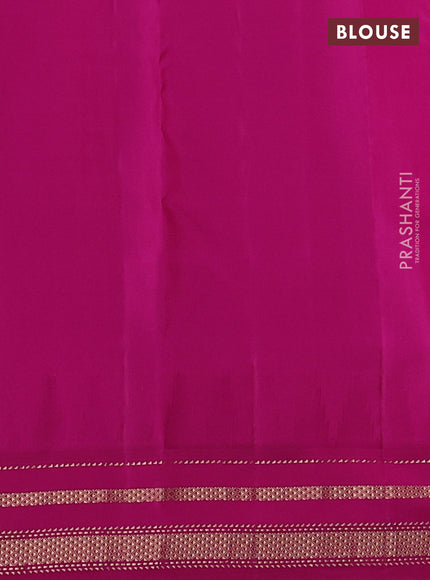 Pure kanchipuram silk saree orange and pink with zari woven buttas and temple design zari woven border