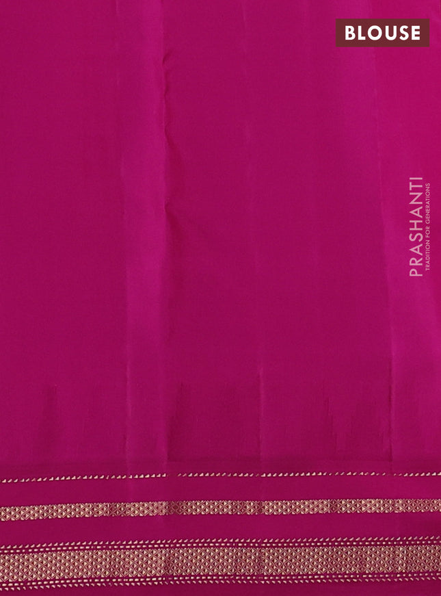 Pure kanchipuram silk saree orange and pink with zari woven buttas and temple design zari woven border