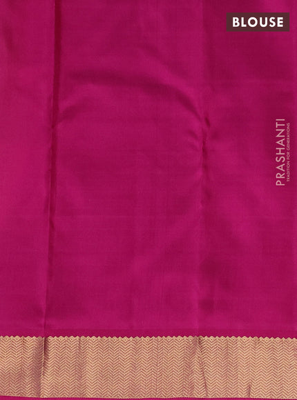 Pure kanchipuram silk saree mustard yellow and pink with zari woven buttas and zari woven korvai border