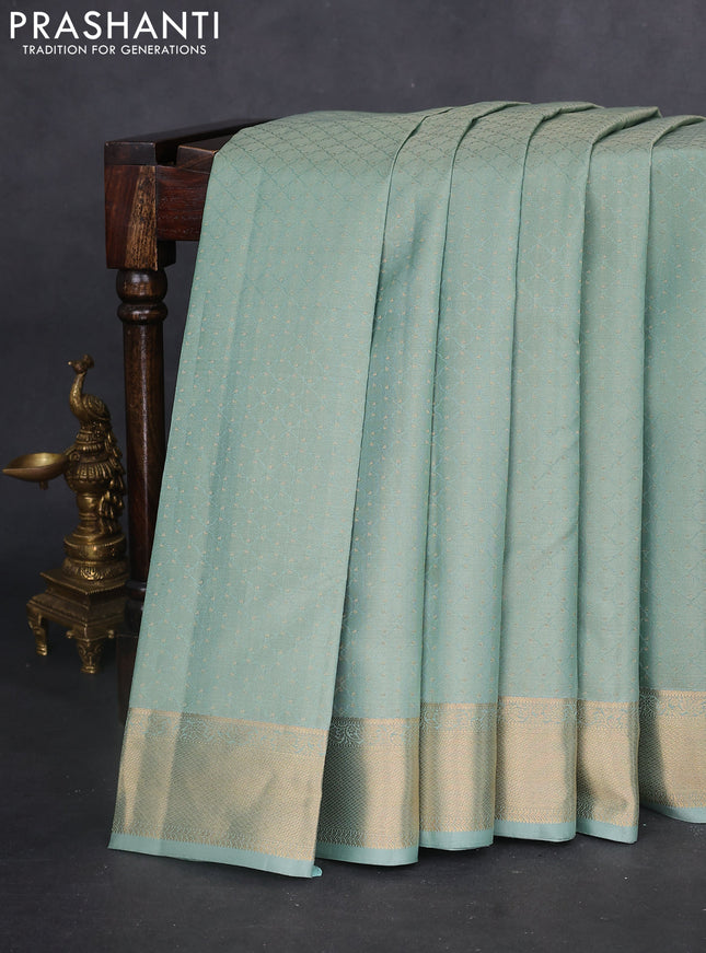 Pure kanchipuram silk saree pastel blue shade and maroon with allover self emboss & zari weaves and zari woven border