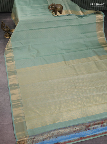 Pure kanchipuram silk saree pastel blue shade and maroon with allover self emboss & zari weaves and zari woven border