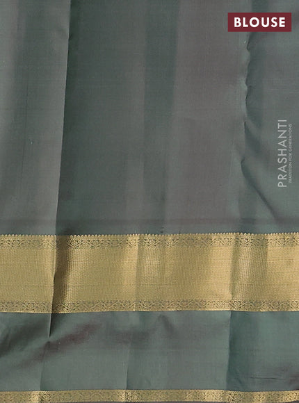 Pure kanchipuram silk saree pastel green and dual shade of maroon with zari woven buttas and long rettapet zari woven border
