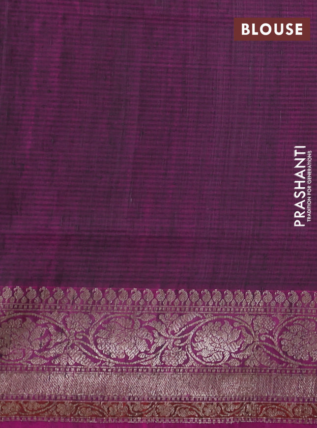 Banarasi dupion silk saree black and purple with thread & zari woven floral buttas and woven border