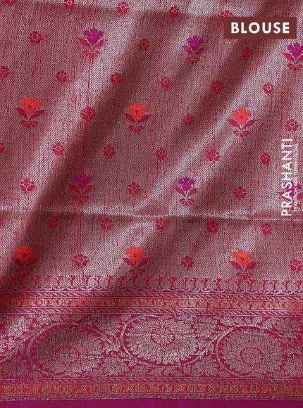 Banarasi dupion silk saree red and dual shade of purple with thread & zari woven floral buttas and woven border