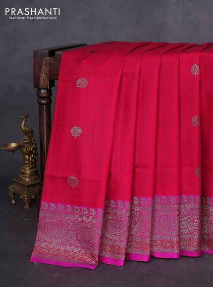 Banarasi dupion silk saree red and purple with thread & zari woven buttas and woven border