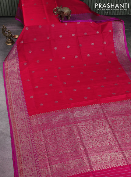 Banarasi dupion silk saree red and purple with thread & zari woven buttas and woven border
