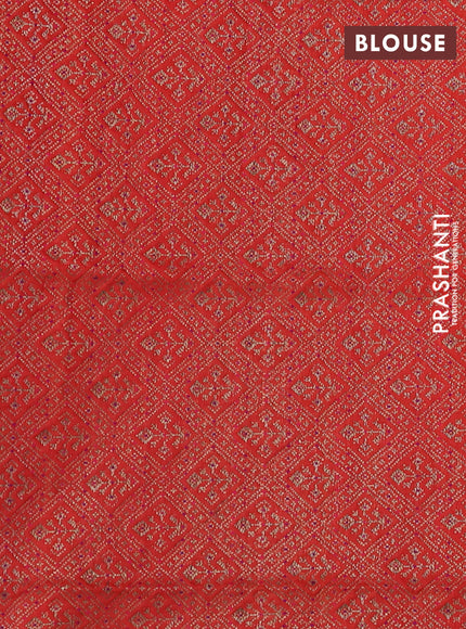 Banarasi dupion silk saree orange and purple with woven buttas and piping border