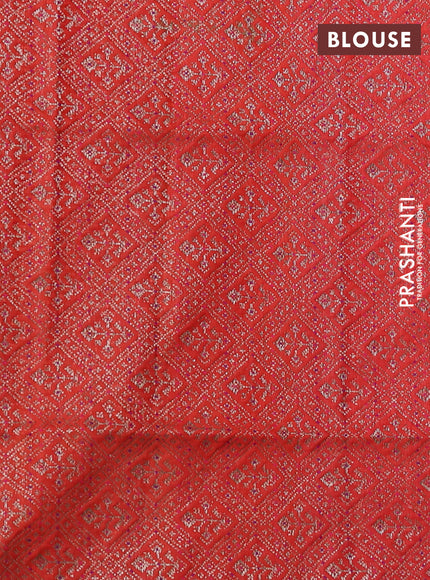 Banarasi dupion silk saree orange and purple with woven buttas and piping border