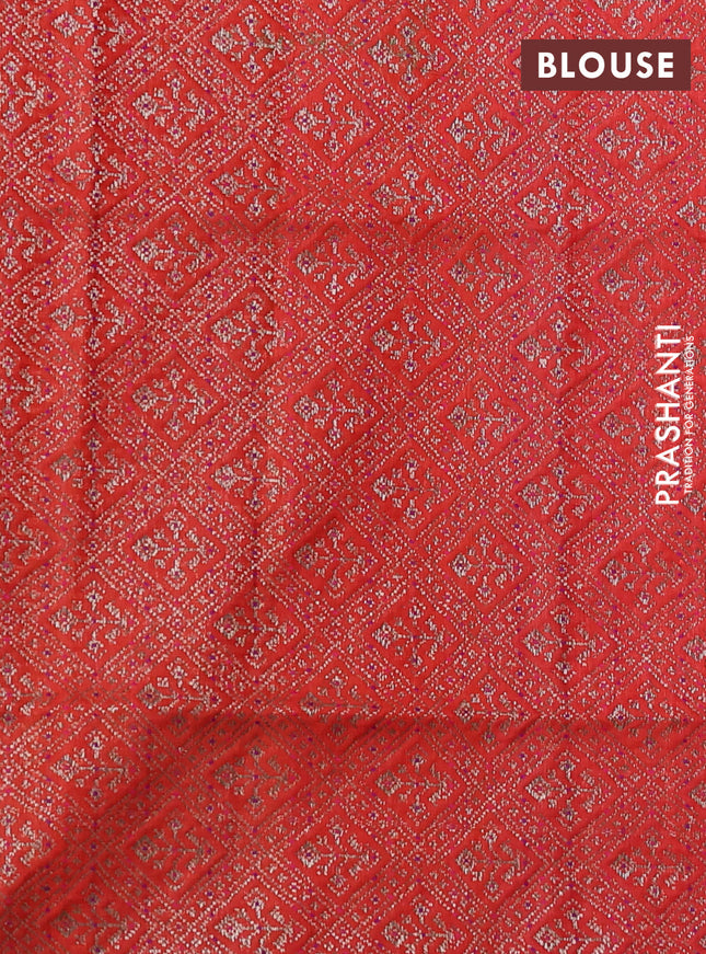 Banarasi dupion silk saree orange and purple with woven buttas and piping border