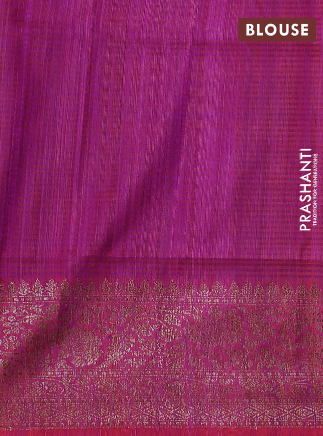 Banarasi dupion silk saree purple and dual shade of pinkish orange with allover thread & zari weaves and woven border