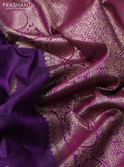 Banarasi dupion silk saree violet and purple with thread & zari woven buttas and woven border