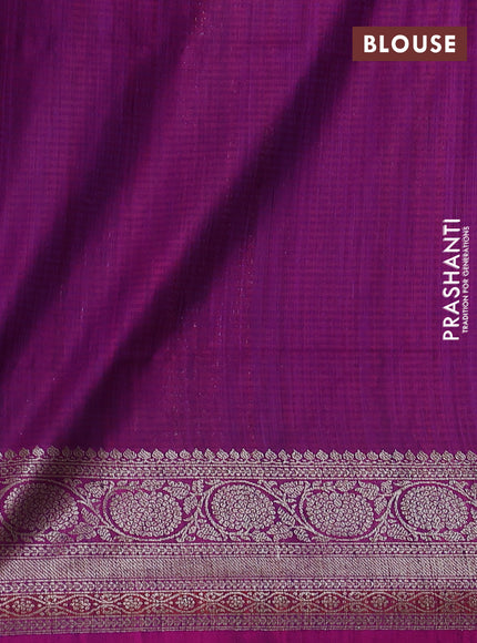 Banarasi dupion silk saree violet and purple with thread & zari woven buttas and woven border