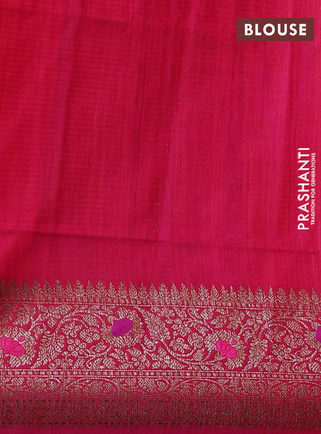 Banarasi dupion silk saree red and pink with allover thread & zari floral weaves and woven border