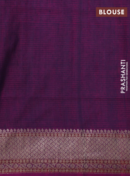 Banarasi dupion silk saree navy blue and purple with allover thread & zari floral weaves and woven border