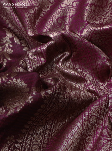 Banarasi dupion silk saree wine shade and magenta pink with allover thread & zari floral weaves and woven border