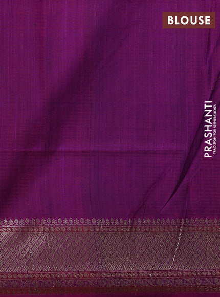 Banarasi dupion silk saree violet and purple with allover thread & zari floral weaves and woven border