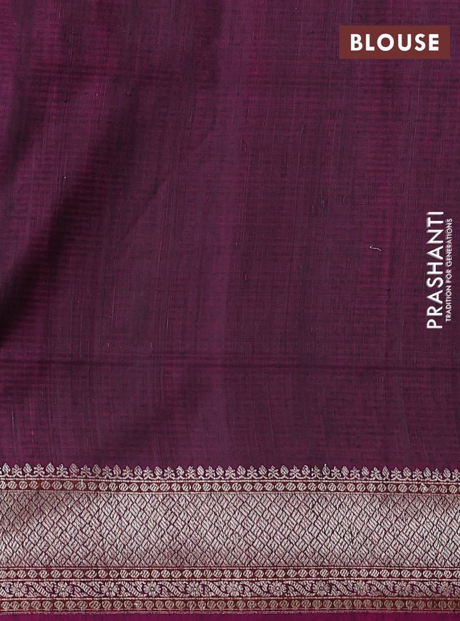 Banarasi dupion silk saree black and purple with allover thread & zari floral weaves and woven border