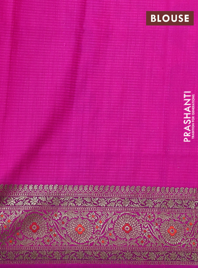 Banarasi dupion silk saree pink and purple with allover thread & zari floral weaves and woven border