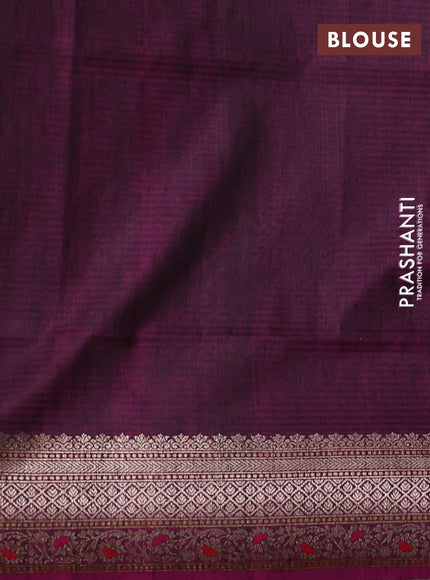 Banarasi dupion silk saree black and purple with allover thread & zari floral weaves and woven border