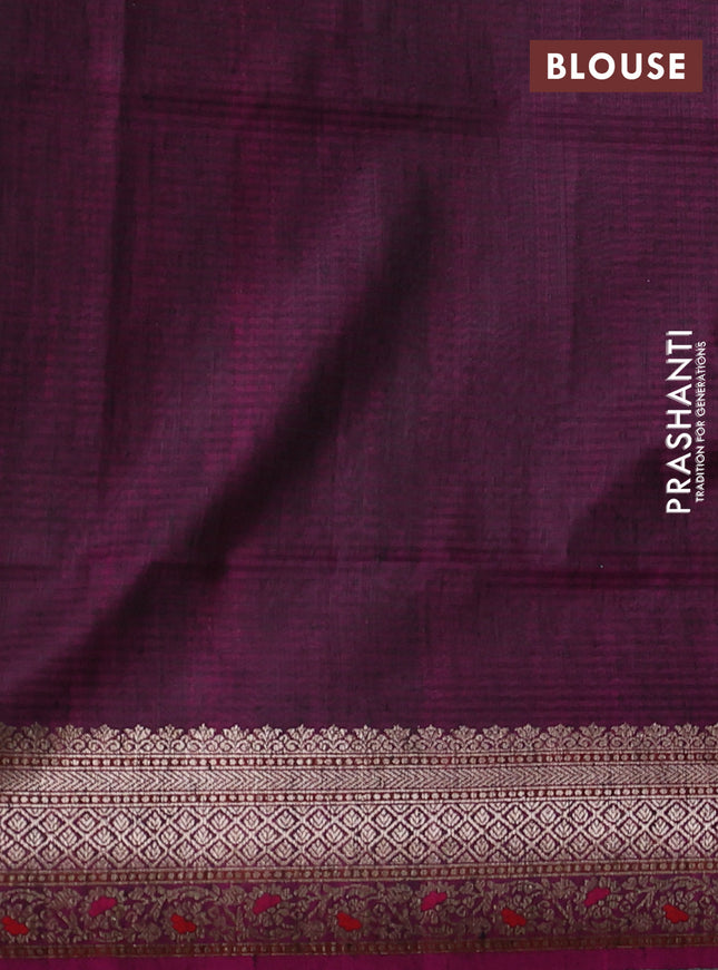 Banarasi dupion silk saree black and purple with allover thread & zari floral weaves and woven border