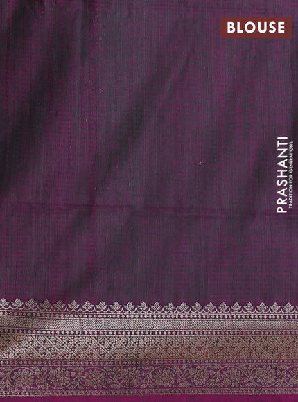 Banarasi dupion silk saree dark green and dual shade of purple with allover thread & zari weaves and woven border