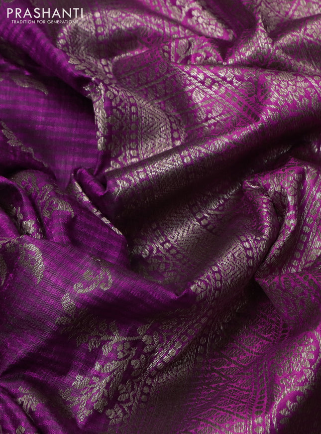 Banarasi dupion silk saree purple and pink with allover thread & zari weaves and woven border