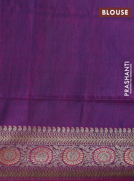 Banarasi dupion silk saree navy blue and purple with allover thread & zari floral weaves and woven border