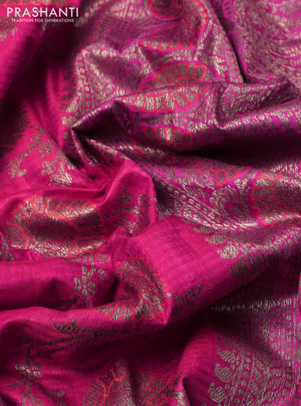 Banarasi dupion silk saree pink and purple with allover thread & zari floral weaves and woven border