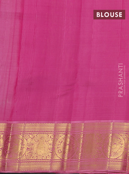 Kora kanchipuram silk saree multi colour and peach pink with allover silver zari stripes pattern and zari woven border
