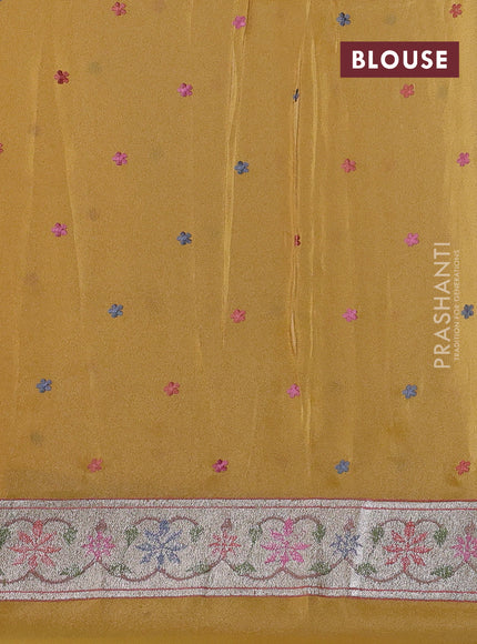 Pure tissue silk saree mustard yellow with allover pichwai embroidery work and embroidery border