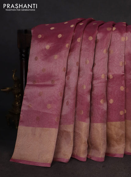 Pure tissue silk saree pink with allover zari woven buttas and zari woven border