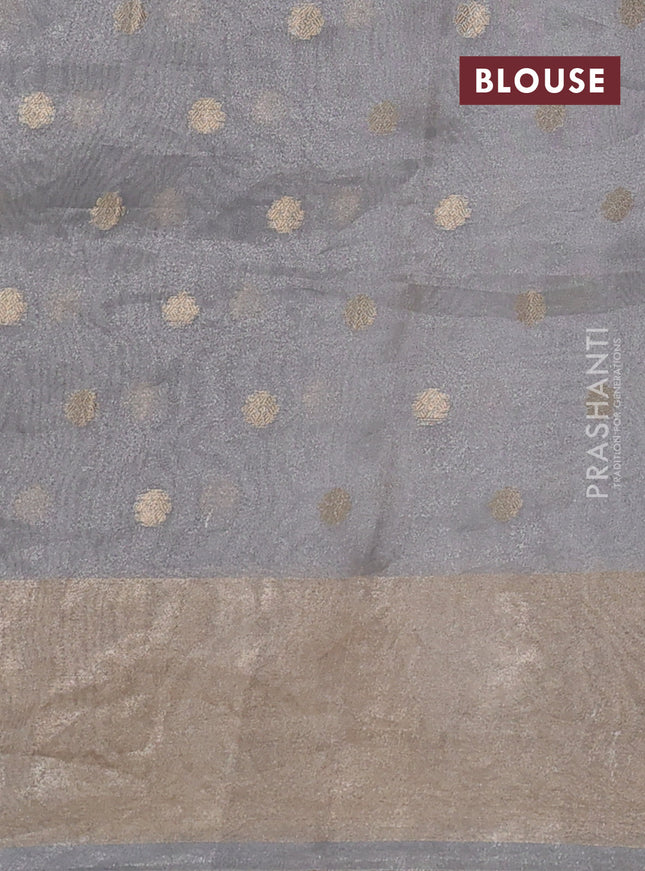 Pure tissue silk saree grey with allover zari woven buttas and zari woven border