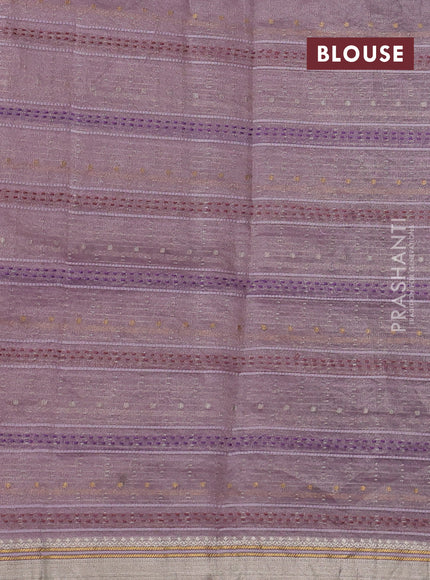 Pure tissue silk saree pastel pink with half & half style kalamkari applique
