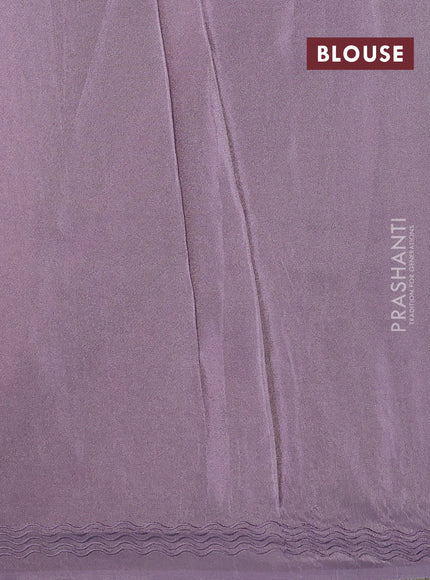 Pure tissue silk saree lavender with allover floral embroidery work and simple embroidery border
