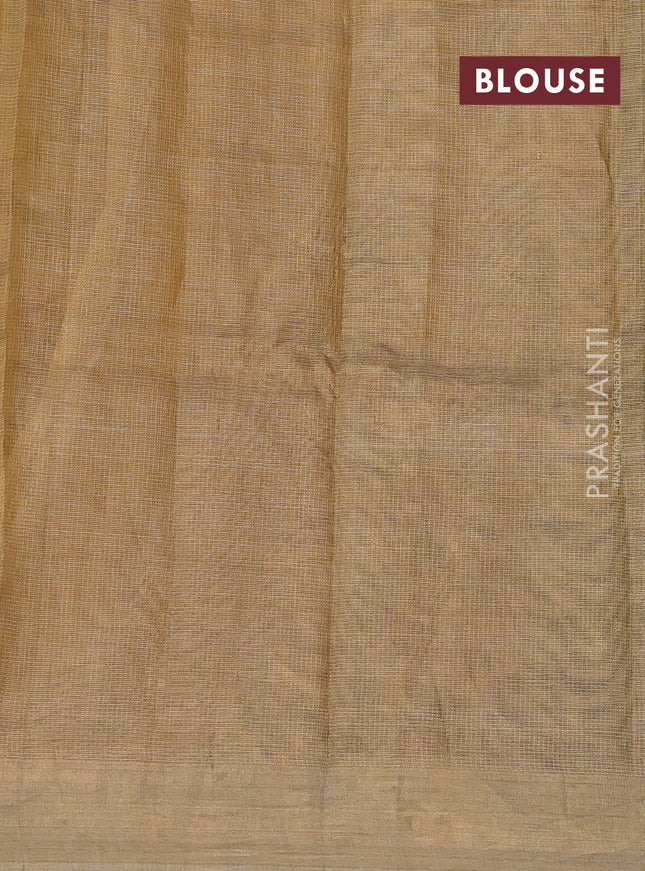Pure tissue silk saree gold with allover convent embroidery work and simple border