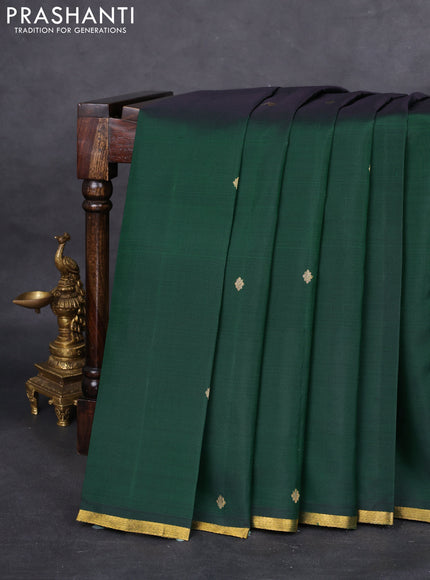 Pure kanchipuram silk saree green and pink with zari woven buttas and small zari woven border