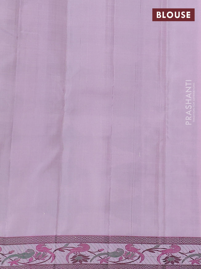 Pure kanchipuram silk saree lotus pink with thread woven buttas and rich thread woven border