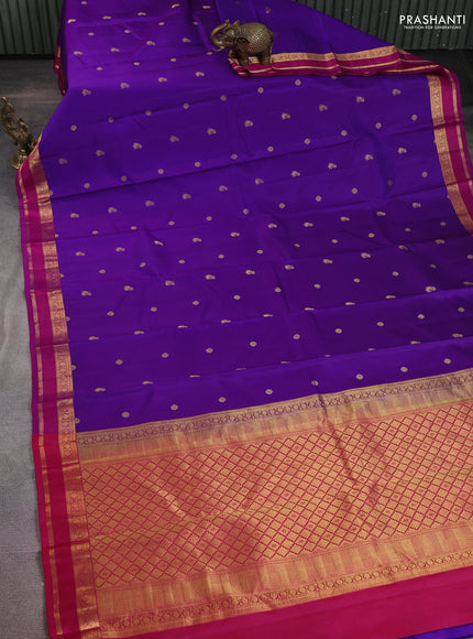 Pure kanchipuram silk saree purple and pink with zari woven buttas and zari woven border