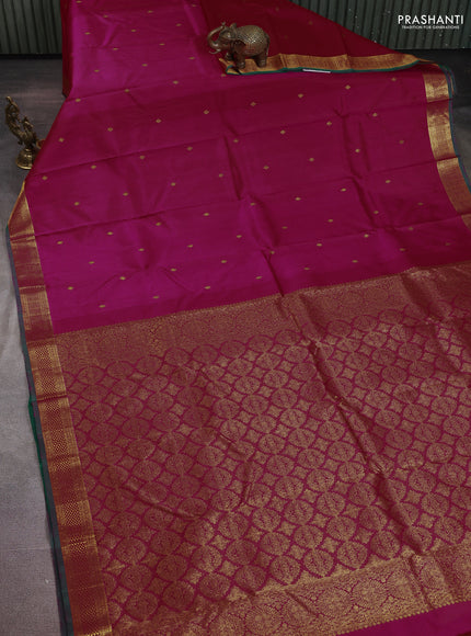 Pure kanchipuram silk saree pink and dual shade of green with zari woven buttas and zari woven border