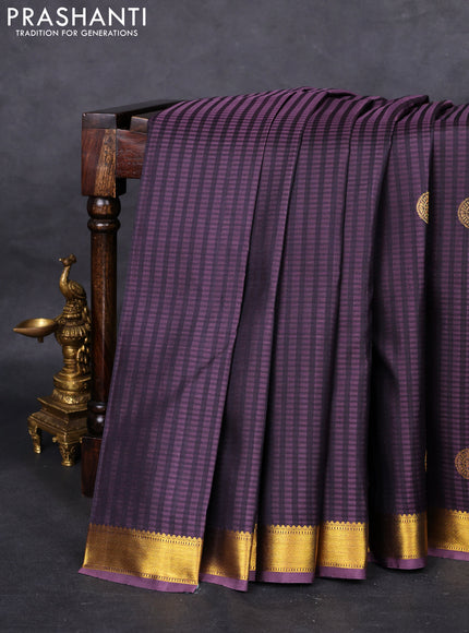 Pure kanchipuram silk saree wine shade with allover self emboss & zari buttas and zari woven border