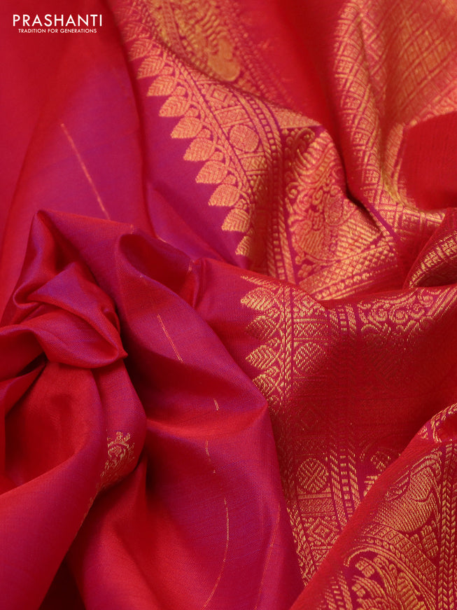 Pure kanchipuram silk saree pink with zari woven paisley buttas and zari woven border