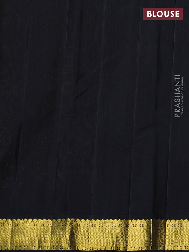 Pure kanchipuram silk saree cream and black with zari woven buttas and zari woven korvai border