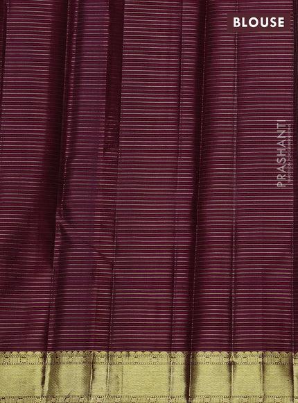 Pure kanchipuram silk saree maroon and green with allover zari checked pattern and zari woven border