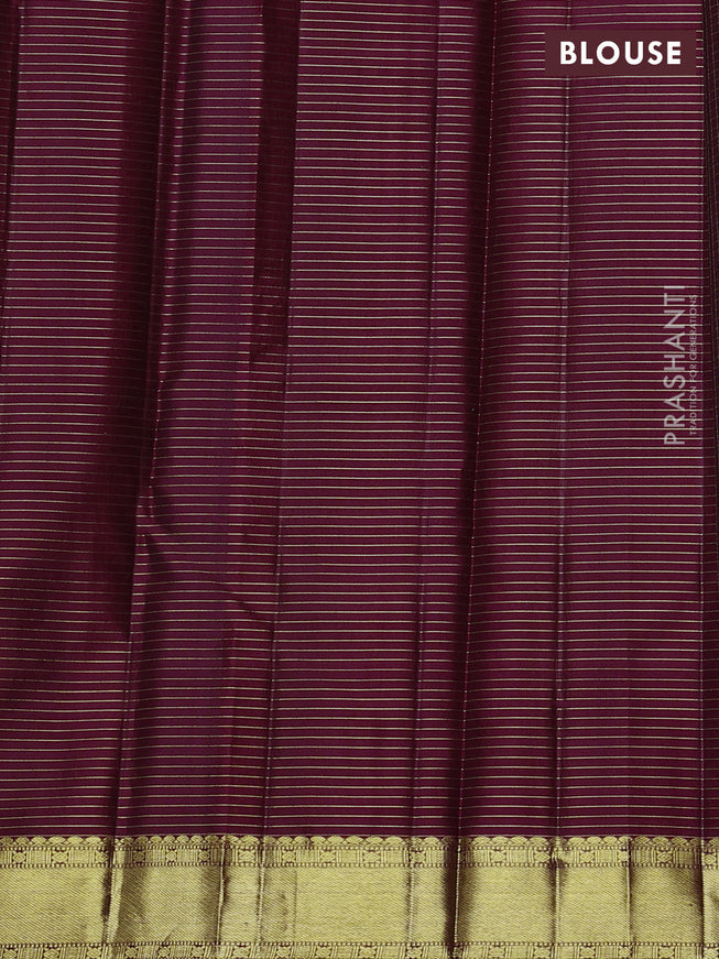 Pure kanchipuram silk saree maroon and green with allover zari checked pattern and zari woven border
