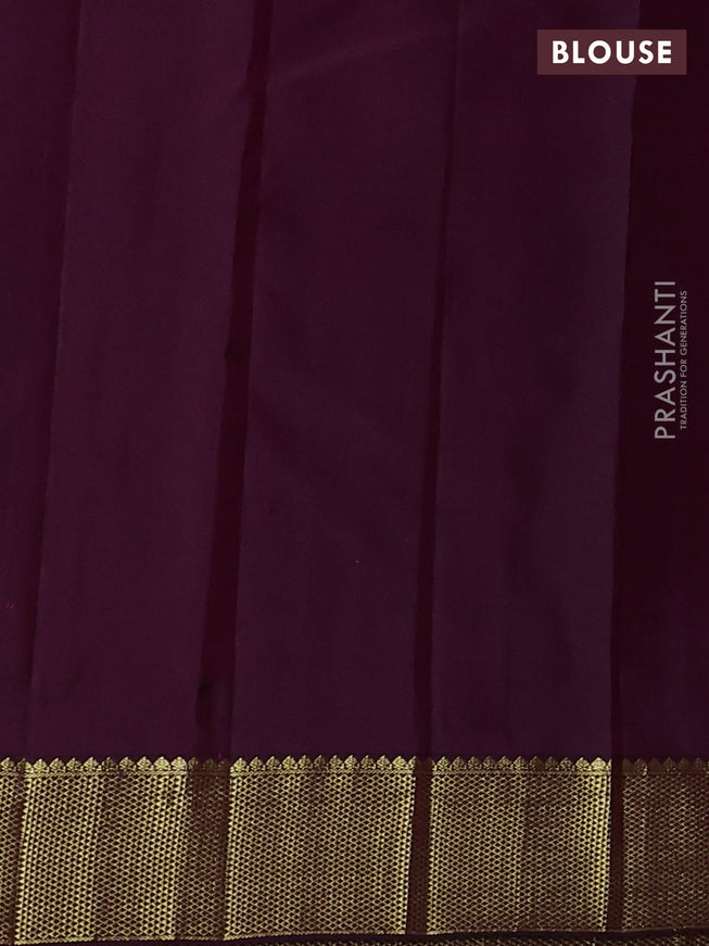 Pure kanchipuram silk saree wine shade with zari woven buttas and zari woven border