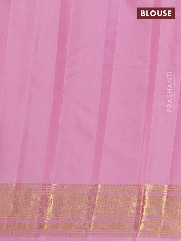 Pure kanchipuram silk saree light pink with zari woven buttas and rich zari woven border
