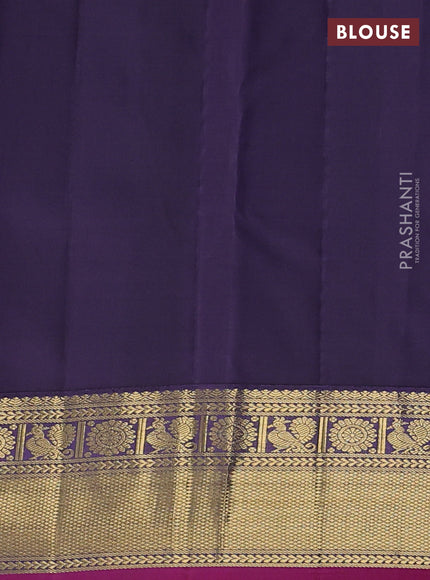 Pure kanchipuram silk saree light blue and jamun shade with zari woven buttas and rich zari woven border